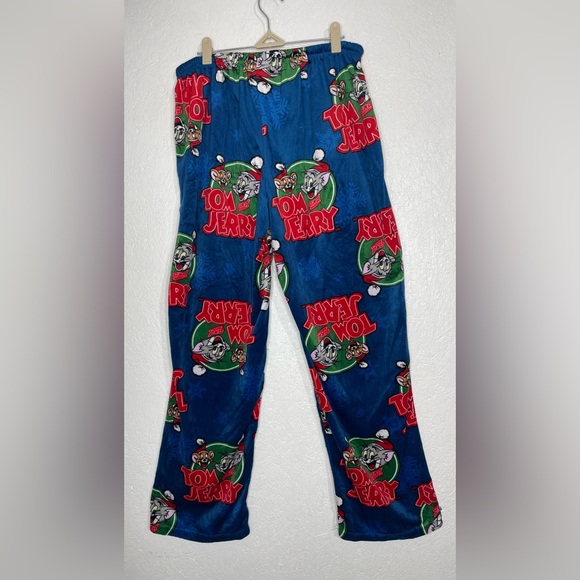 Tom & Jerry Fleece Pajama Pants Blue Cartoon Lounge Christmas Holiday Size XLG - Picture 3 of 6